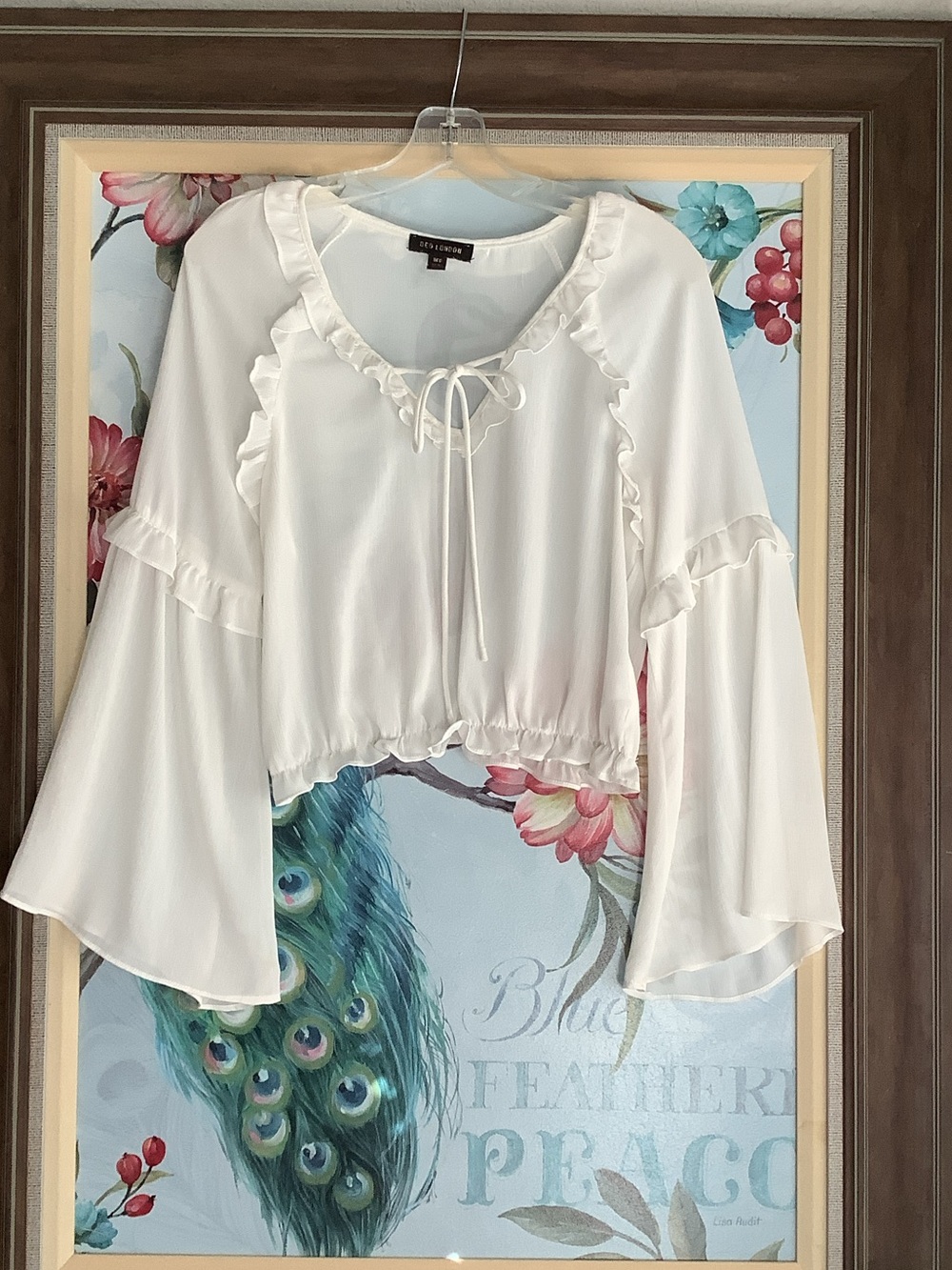 Jaded London Cream Ruffle Tie-Front Cropped Blouse